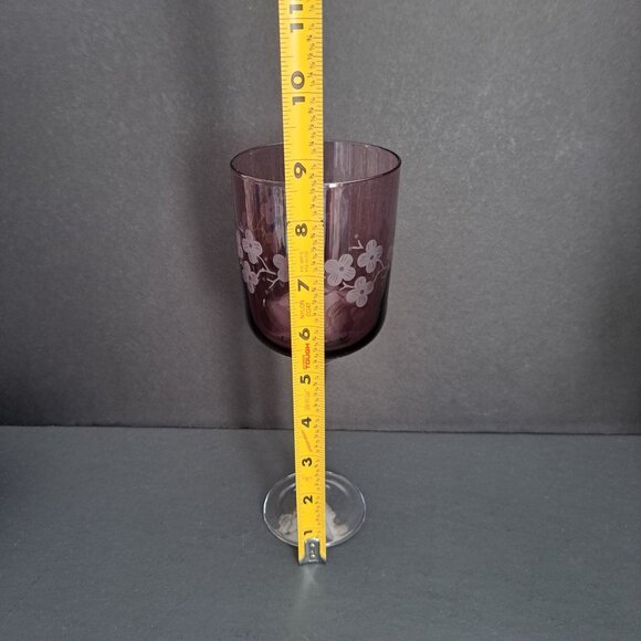Artland Amethyst Cherry Blossom Wine Glass 8 5/8" Etched Purple Goblet Elegant - Picture 11 of 15